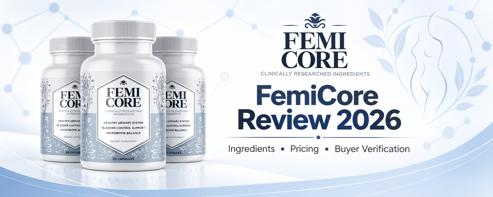 FemiCore urinary wellness supplement bottles